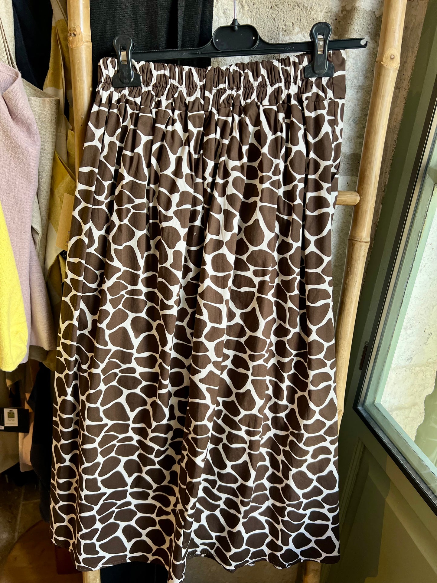 Promo-Jupe longue Diane imprimé girafe choco-Johanna Paris