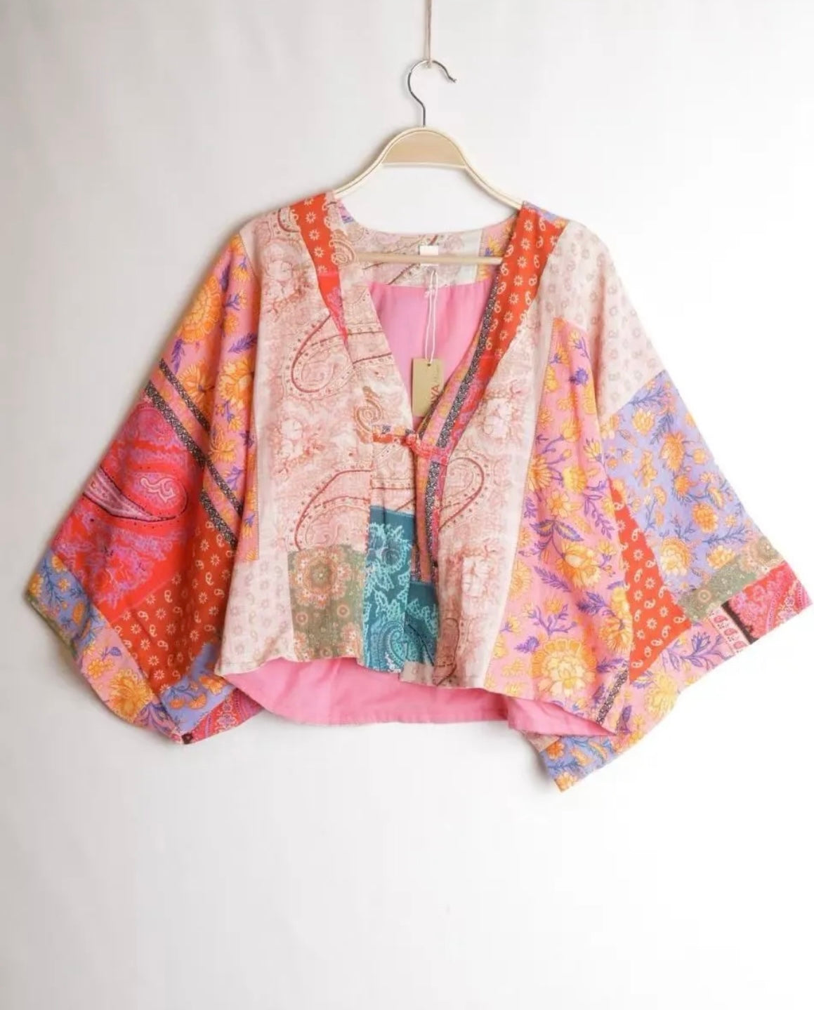 Veste kimono Asia multicolore rose/orange