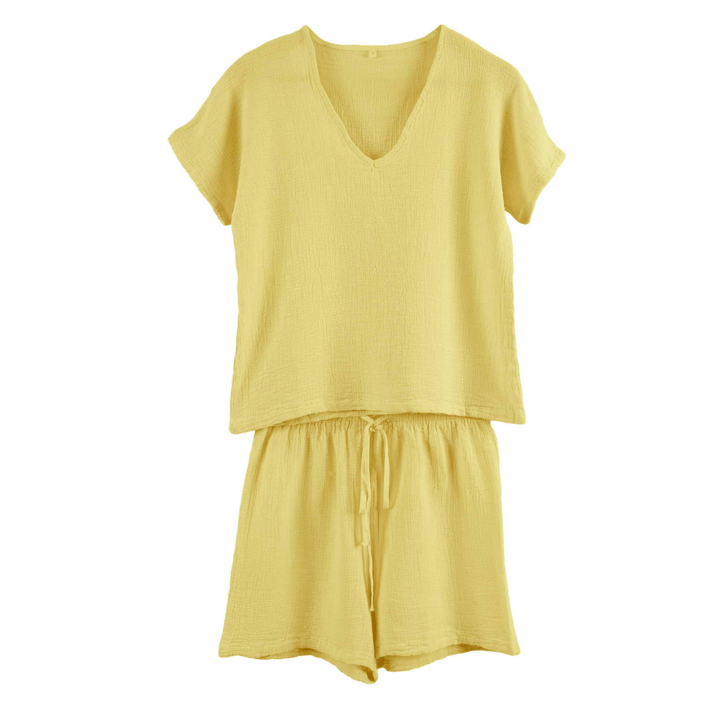 Nouveau-Ensemble Short et Tee Shirt SYMI en Gaze Lin et Coton-Haomy