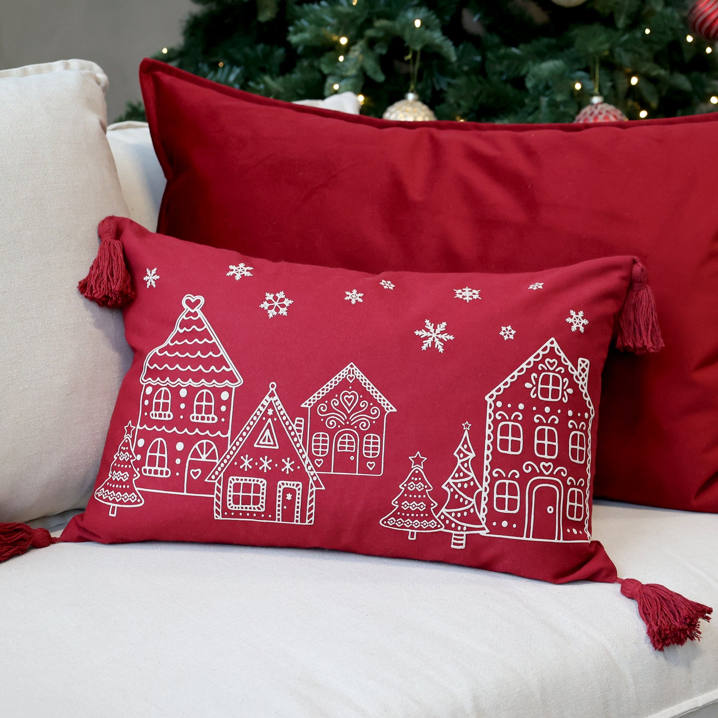 Coussin Noël bordeaux-Chic Antique