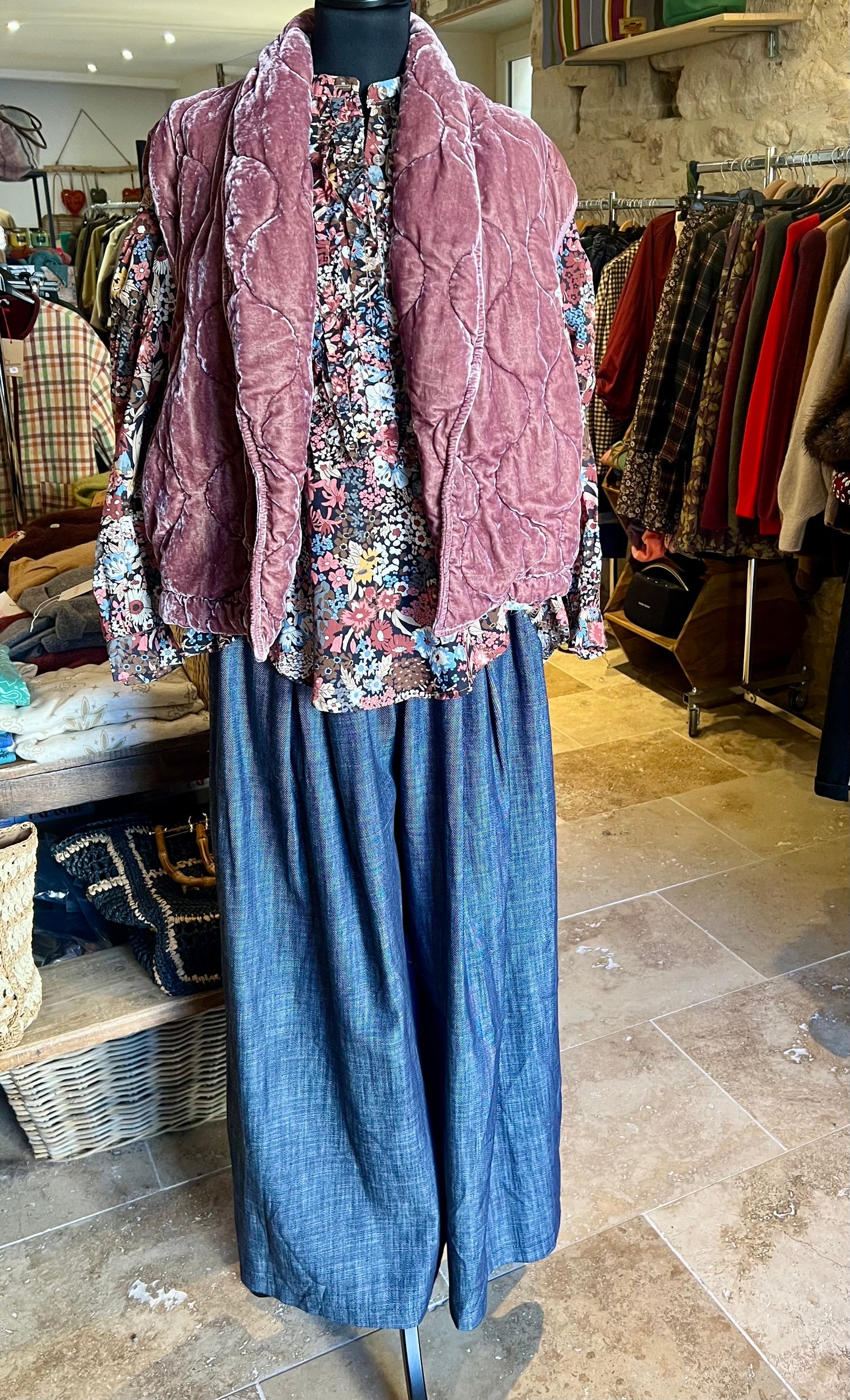 Gilet en velours rose Clara-Johanna Paris