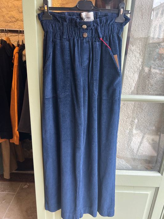 Pantalon marine 2 boutons-Johanna Paris