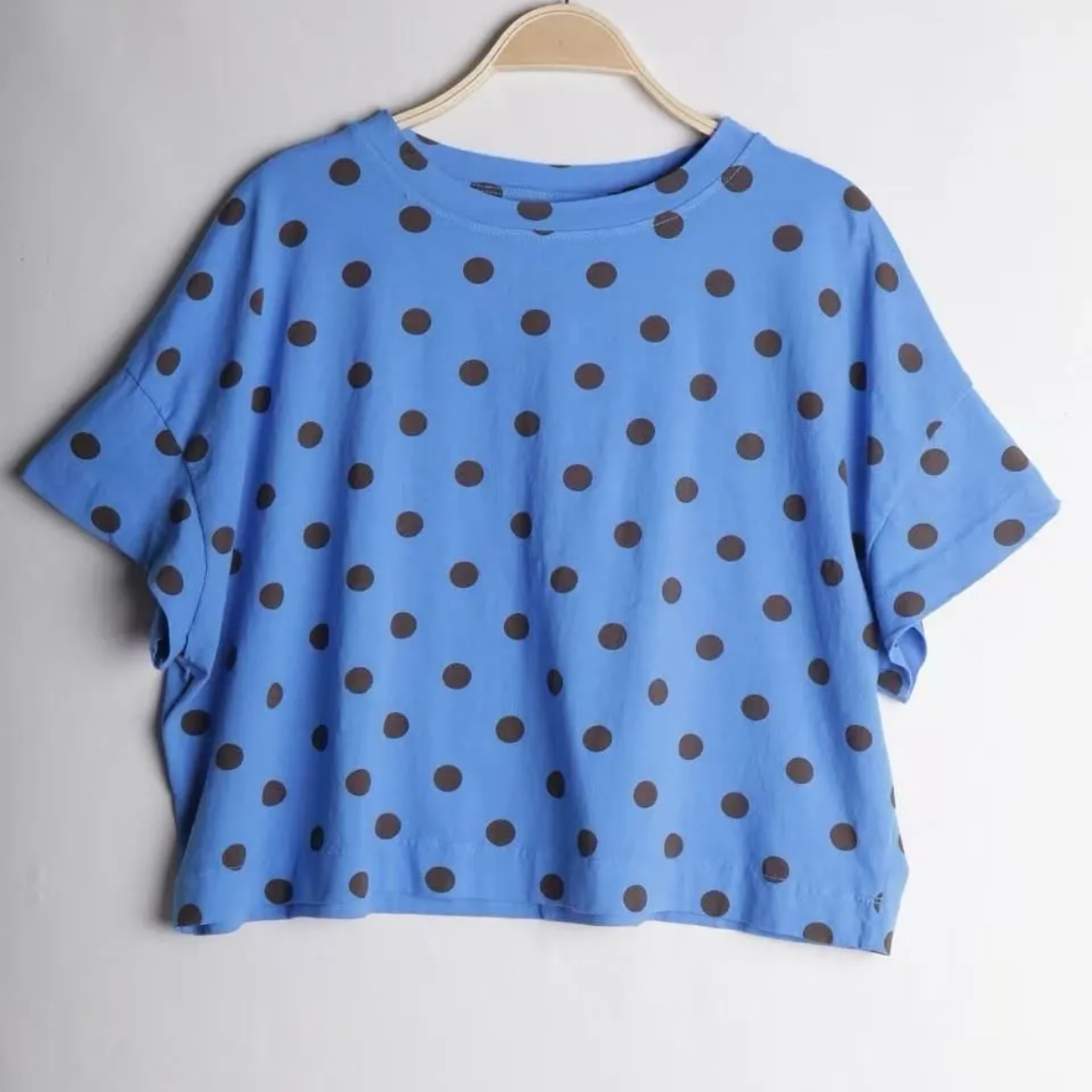 Tee shirt bleu Lina à pois choco