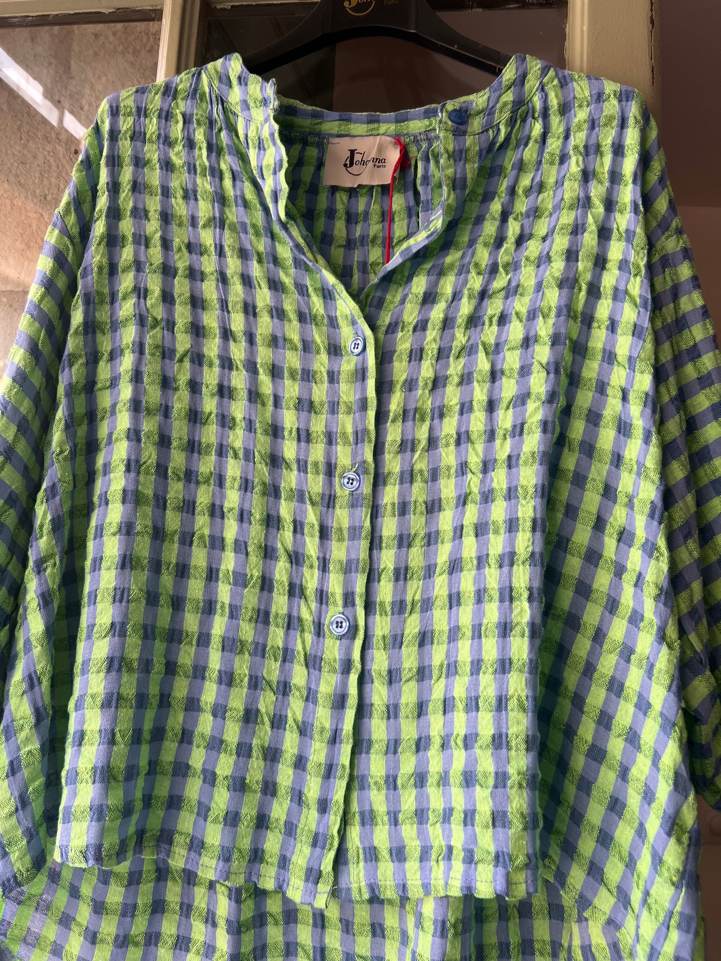 Blouse à carreaux vert et bleu/Johanna Paris