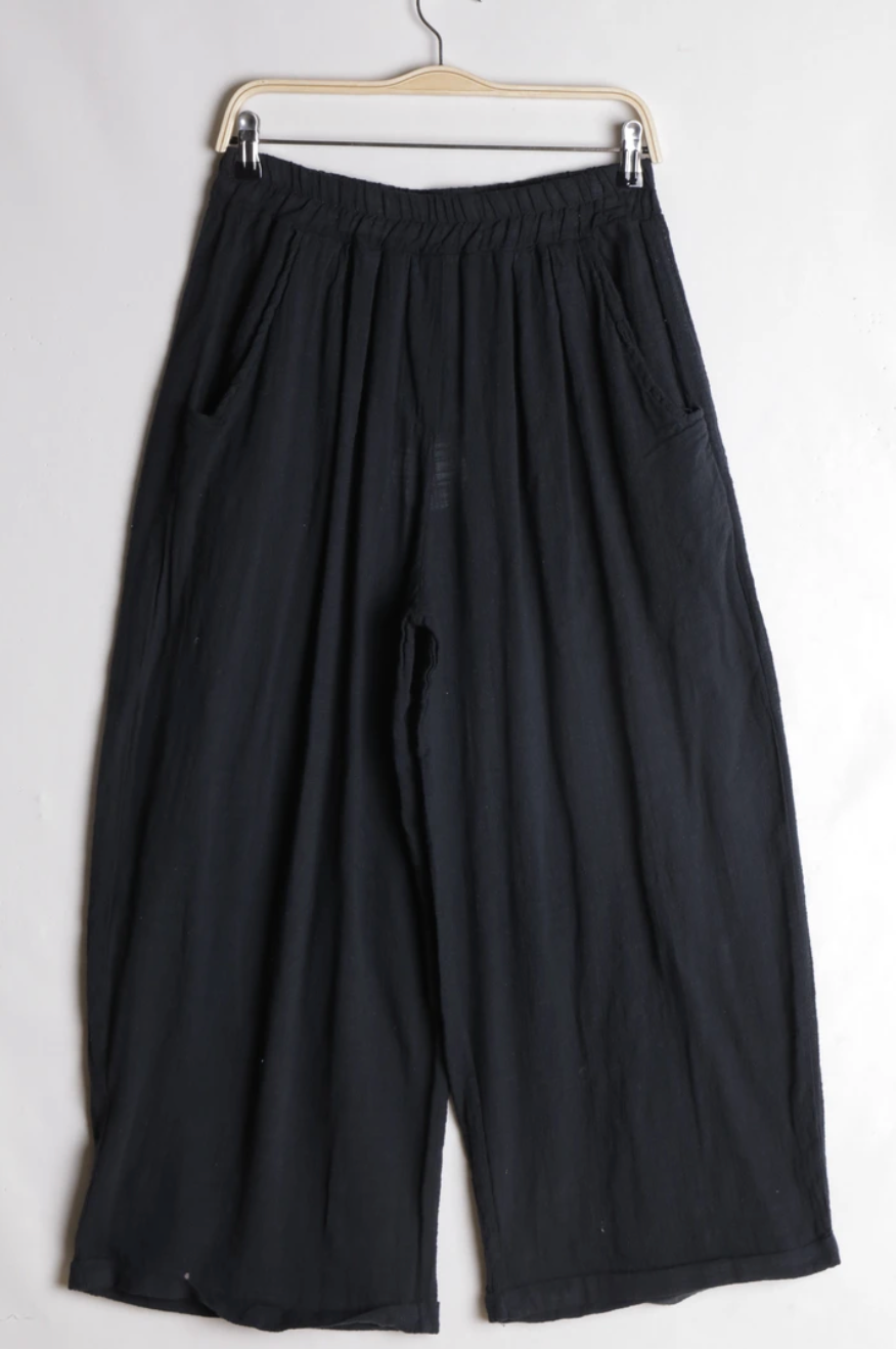 Pantalon large en lin noir-Miya