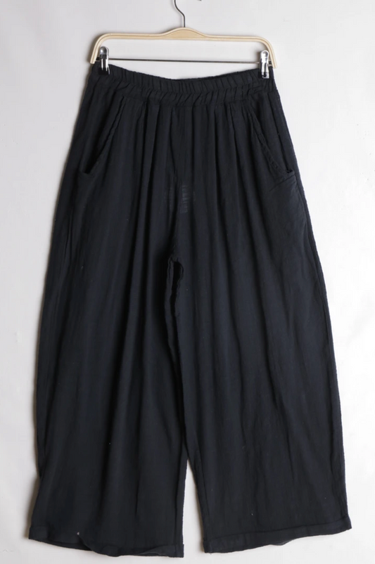 Pantalon large en lin noir-Miya