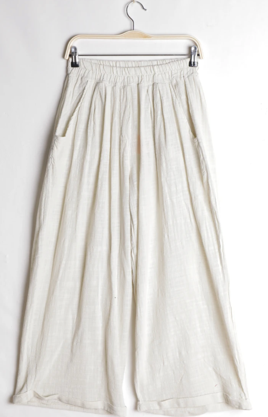 Pantalon large en lin blanc-Miya