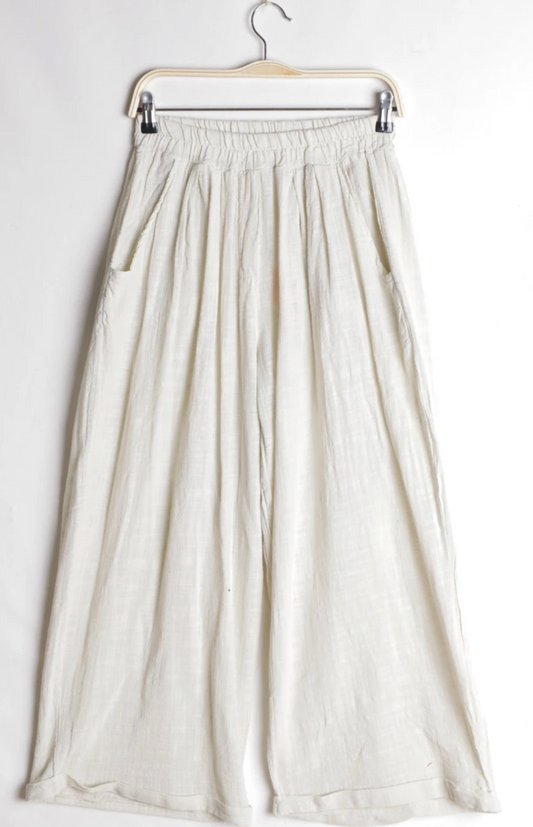 Pantalon large en lin blanc-Miya