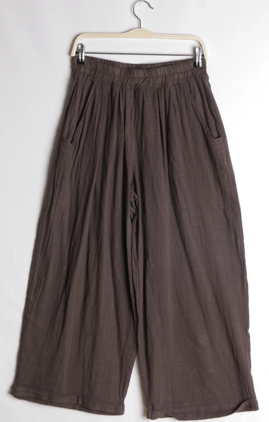 Pantalon large en lin Chocolat-Miya