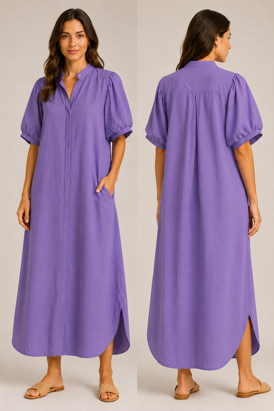 Robe chemise Mia-violette-Made in Italy-100% coton