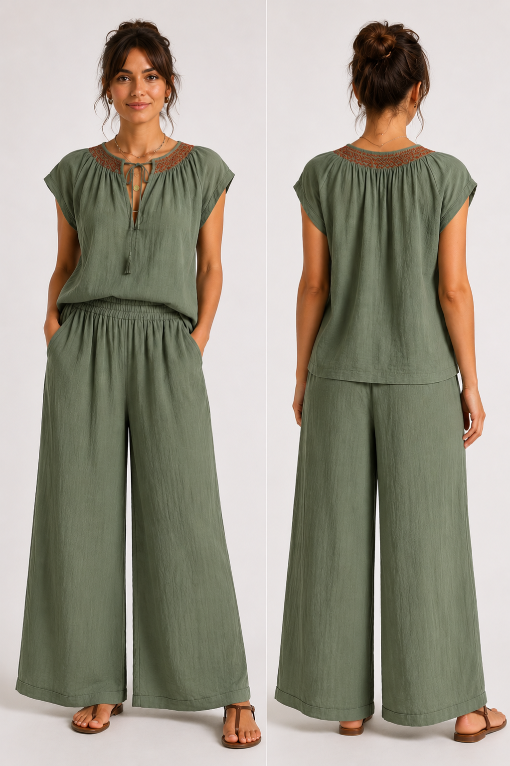 Blouse Lilou 100% coton-kaki