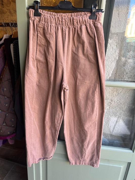 Promo pantalon magique velours milleraies rose poudre-Johanna Paris