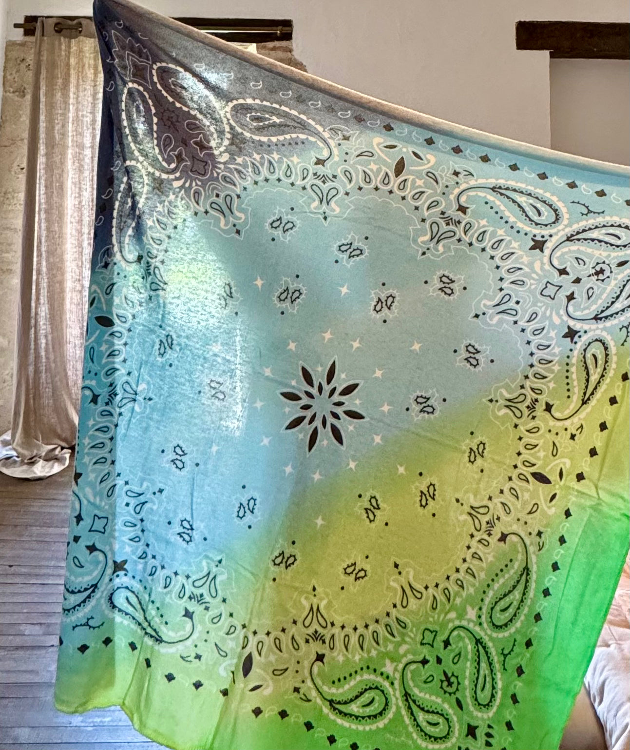 Promo-Foulard Zia vert d'eau et bleu-Adoré Paris