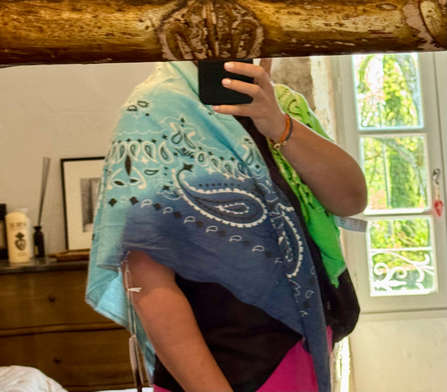 Promo-Foulard Zia vert d'eau et bleu-Adoré Paris