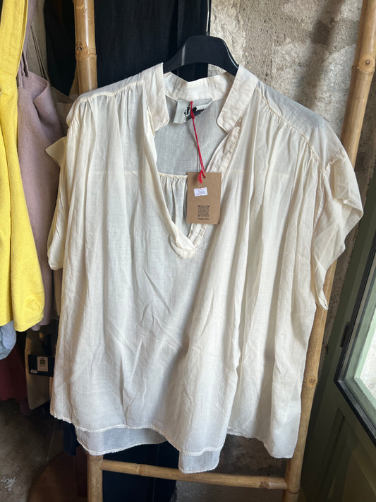 Promo-Blouse esans manche Lena écru-Johanna Paris