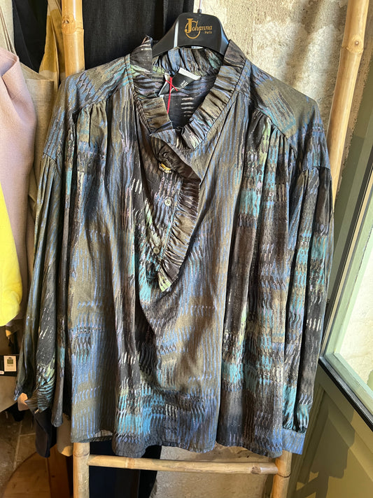 Promo-Chemise Bella multicolore carbone-Johanna Paris