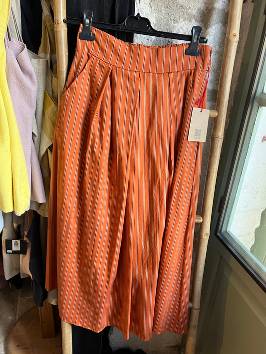Promo-Jupe longue Diane rayée orangée Johanna Paris