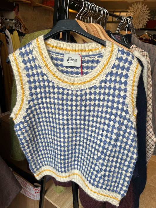 Pull ss manche damier-Johanna Paris