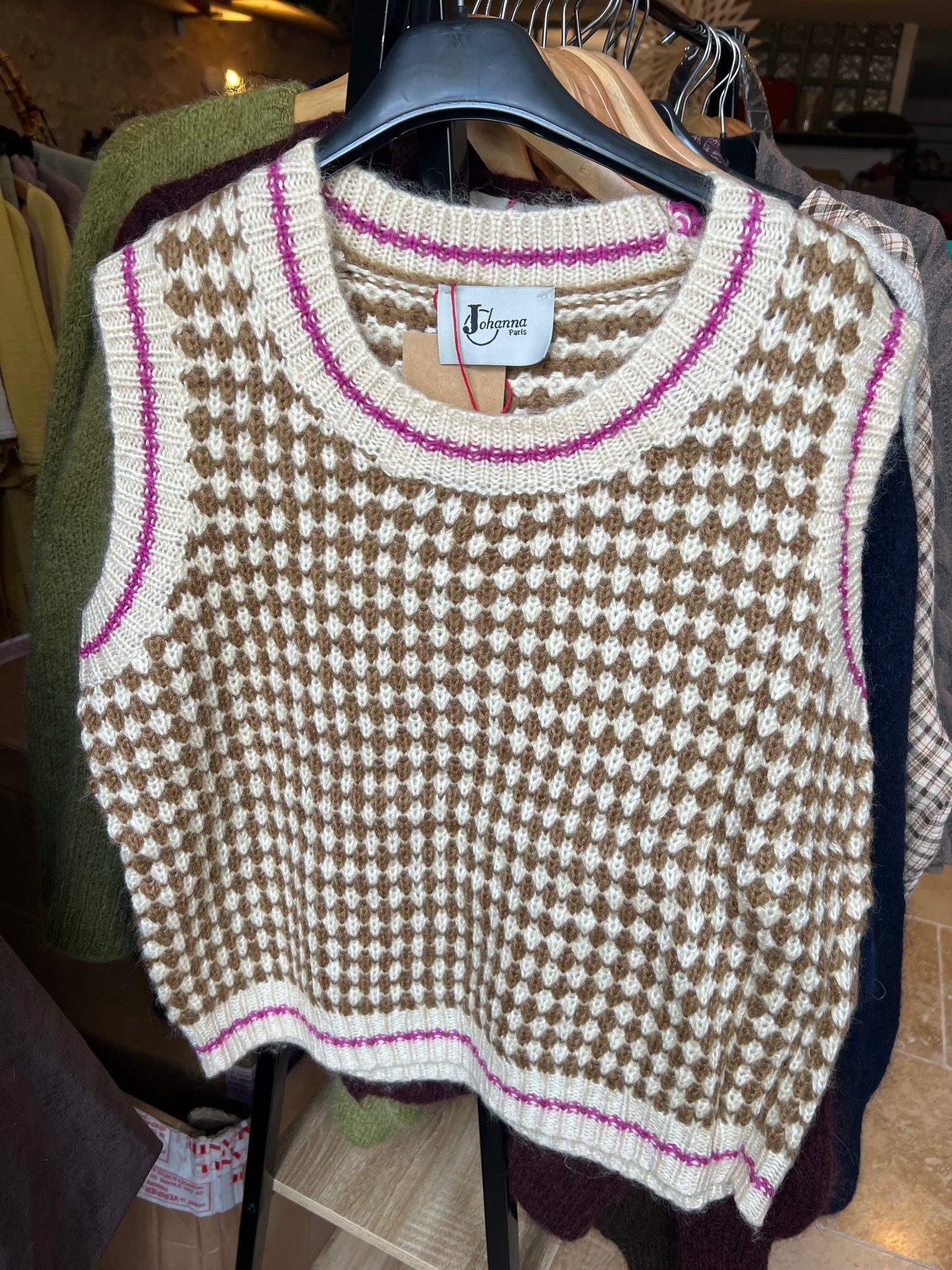 Pull ss manche damier-Johanna Paris