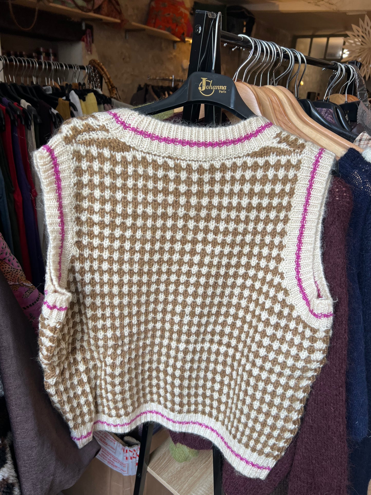 Pull ss manche damier-Johanna Paris