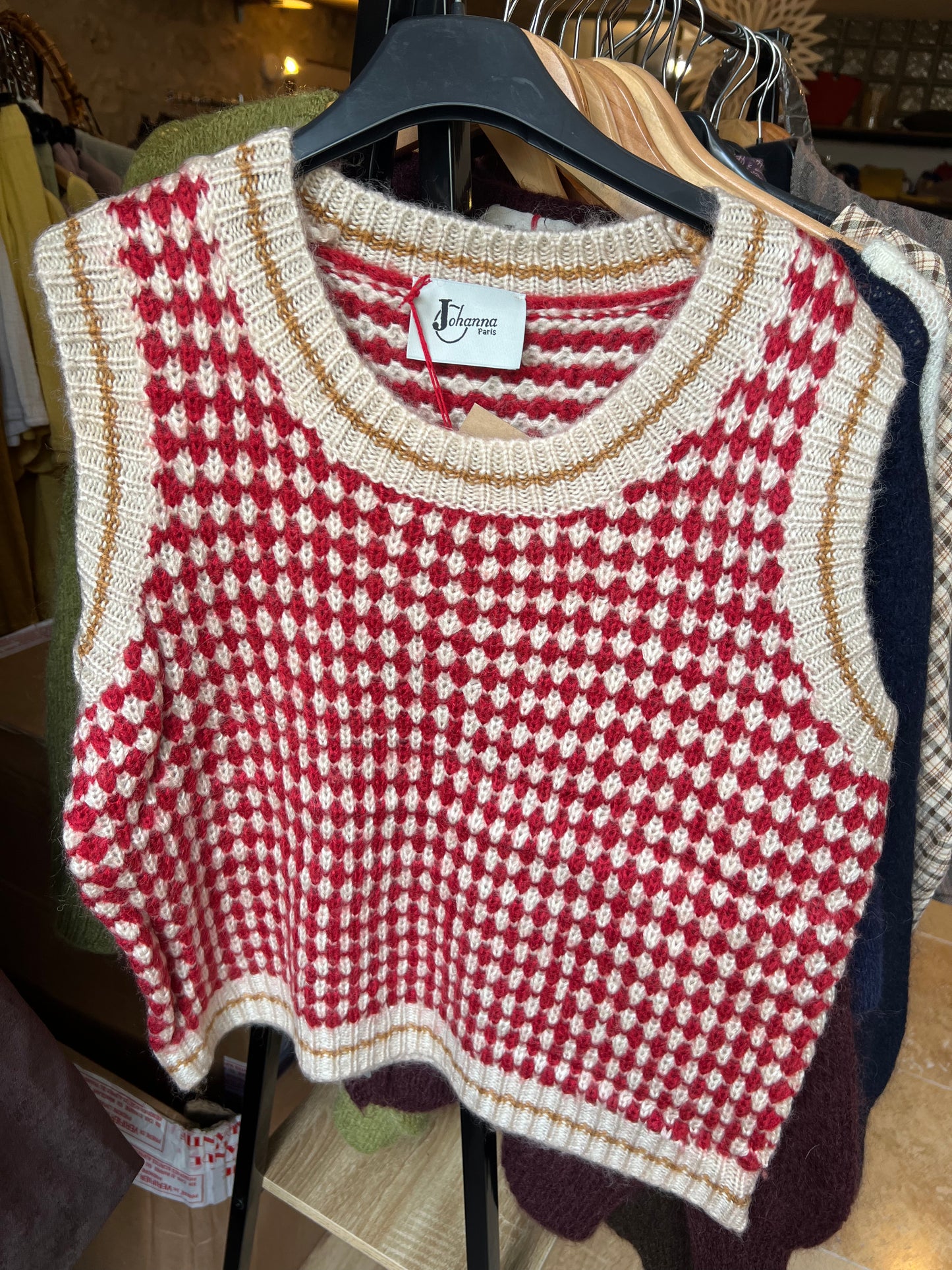 Pull ss manche damier-Johanna Paris