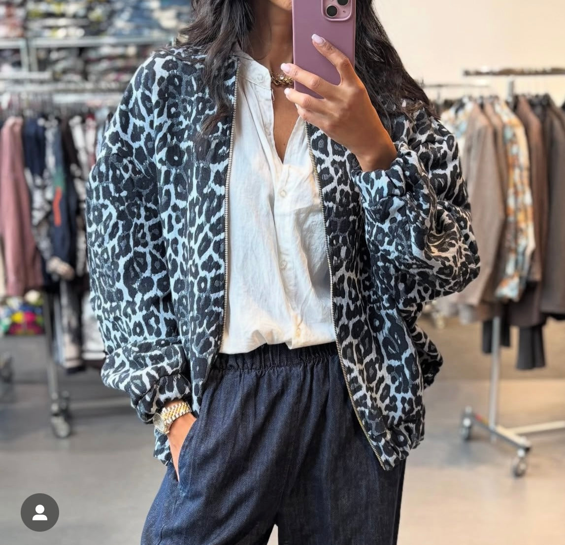 Blouson Léo irisé fond bleu-Johanna Paris