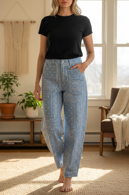 Jean bleu clair imprimé Bandana