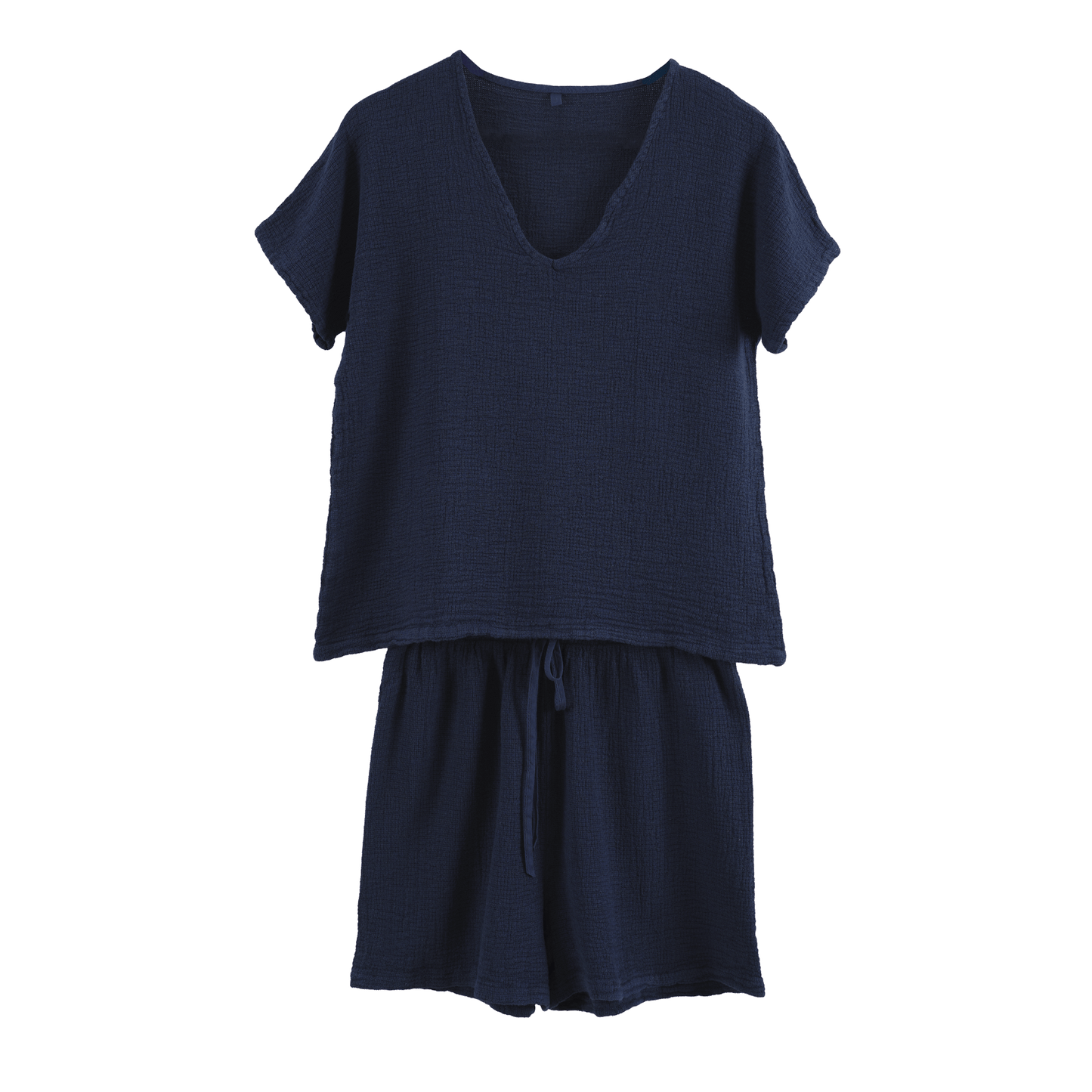 Nouveau-Ensemble Short et Tee Shirt SYMI en Gaze Lin et Coton-Haomy